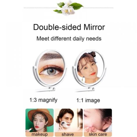 Miroir Cosmétique UV Grossissant 2x Avec Caméra UV – Vérifiez L'Efficacité De Votre Crème Solaire En Un Coup D'Œil, 3,8 Pouces Portable