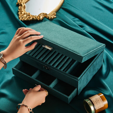 Boîte à Bijoux Femme à Deux Niveaux En Simili Cuir Blanc Avec Serrure Et Clé - Rangement Voyage Et Quotidien