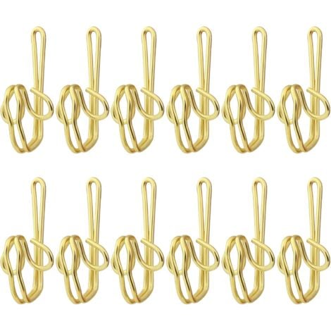 Lot de 100 crochets de rideaux en métal pour rideaux, crochets de rideaux en métal robustes, crochets de rideaux en métal massif, polyvalents et faciles à installer - Acier inoxydable