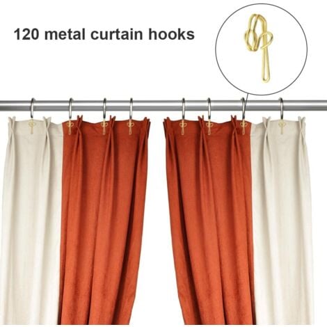 Lot de 100 crochets de rideaux en métal pour rideaux, crochets de rideaux en métal robustes, crochets de rideaux en métal massif, polyvalents et faciles à installer - Acier inoxydable