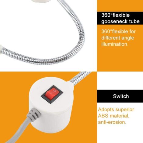 Lampe LED Flexible à Col De Cygne Avec Base Magnétique - Pour Machine à Coudre, Tour, Fraiseuse - 10 LED, 0,5W, Prise UE