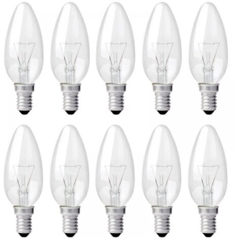 Ampoule Incandescence Bougie E14 40W 230V, Ampoule Flamme E14, Dimmable Blanc Chaud 2700K, 400LM, C35 Ampoule Transparent, Pour Lustre, Lampe de Bureau, Pack de 10 (1/5)