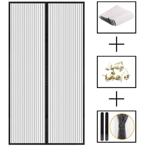 Moustiquaire Magnétique Pour Porte, Auto-AdhéSif en Maille Ultra Fine Aimantée Rideau, Fermeture Automatique Installation sans Outil Facile Anti Moustique Rideau,sans Percer,120X210cm (1/5)