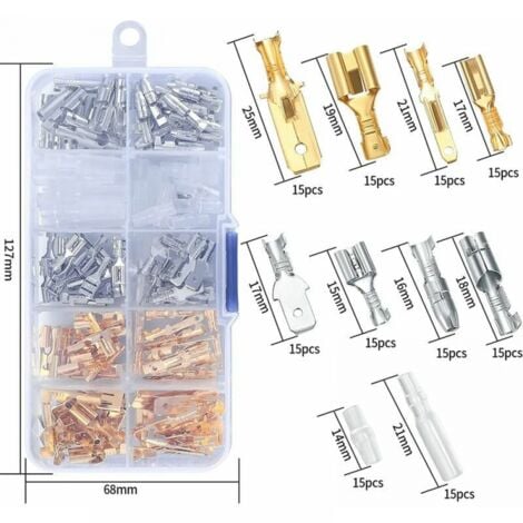 60 PCS Cosses Électrique Trou Boulon En Cuivre Étamé Anneau à Sertir Bornes