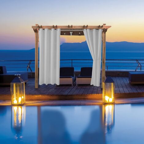 Exclusive Home Paire de panneaux de rideaux à oeillets solides pour intérieur/extérieur Cabana, Rouge radieux, 54 x 84 cm, 2 pièces