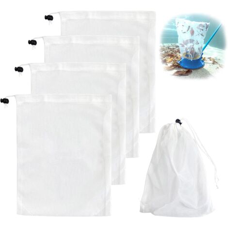 Lot de 5 sacs filtrants pour aspirateurs de piscine, 32x 23cm, en maille fine avec cordon de verrouillage, réutilisables, universels, pour aspirateurs de piscine (1/5)