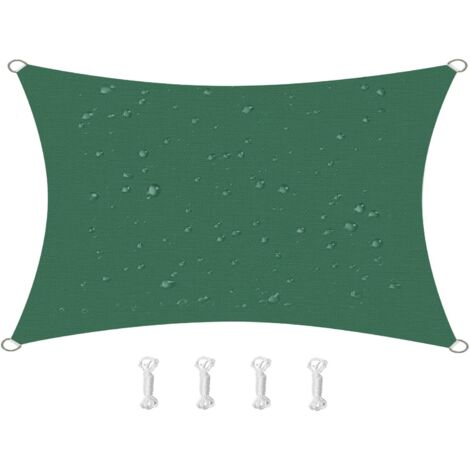 3m x 3m Waterproof Sun Shade Sail Canopy Effectively 95% UV Block, Oxford Fabric, for Patio, Balconies, Lawn Garden, Party, Outdoor Activities (, Dark Green) (1/5)