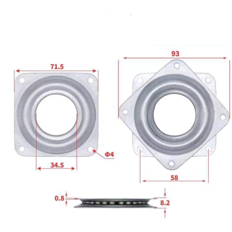 4 Pièces Roulements Rotatifs Carrés 71x71mm - Plaque Pivotante 360° Pour Meubles Et TV