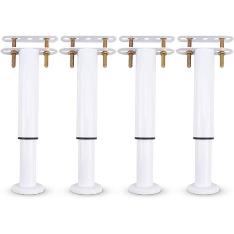 Lot de 4 Pieds de Support de lit réglables en métal, rétractables, très résistants, pour Armoire, canapé, Cadre de lit, pièces de Rechange de 18 à 32 cm (Blanc Lot de 4)