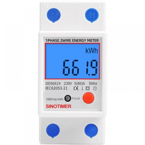 Sous compteur électrique monophasé, certifié MID, 45A max modulaire, Simple tarif, Affichage LCD (1/5)
