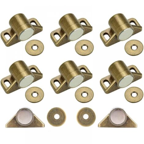 8 Pcs Loqueteau Magnétique,Bronze Loquet Magnetique en Alliage de Zinc pour Tiroirs Placard de Cuisine Armoire,Aimant Porte Placard avec 24 vis (1/5)