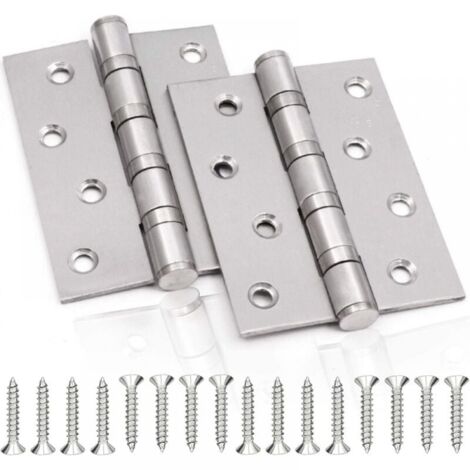 Charnière de Porte en Inox,2 Pcs Charnières De Porte Charnières Pliables Charnières Inox Épaisseur 3mm Paumelle,pour Portes massives intérieur (Silver,100X75mm) (1/5)