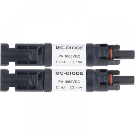 Lot de 2 Pièces de Connecteur PV Solaire 1000 V Diode Anti-retour Intégrée IP68 étanche pour Connexion Panneau Solaire(10A)