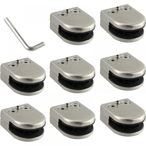 Pince De Verre 8 PCS 6-8mm En Acier Inoxydable 304 Clip En Verre Pince Support Dos Plat Finition Chromig pour Balustrade (1/5)