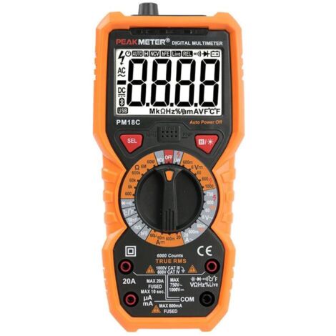 Multimètre numérique PM18C AC DC Testeur électrique numérique automatique Voltmètre sans contact Ampèremètre Ohmmètre Détecteur de tension Maintien avec affichage rétroéclairé