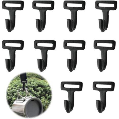 Crochet de tente en plastique extérieur crochet de corde de poteau boucle de tente crochet de bâche de tente adapté pour auvent de tente crochet multifonctionnel camping noir 10 pièces (1/5)