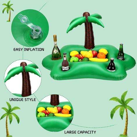 Bar Flottant Ananas Pour Piscine – Porte-gobelets Gonflable 2 En 1, 7 Trous, Glace, Boissons Et Snacks, été Plage