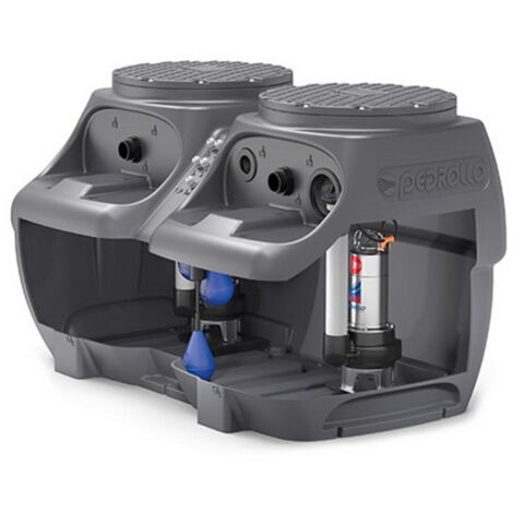 Pedrollo – Station de relevage eaux usées 2 pompes VORTEX – Monophasé 1Hp – Débit 550 l/min – Hauteur max 8,5m – Coffret électrique silencieux (1/2)