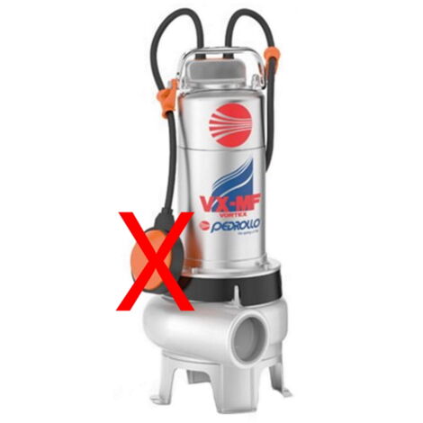 Pedrollo VX15/50-MF Pompe de relevage VORTEX 380V INOX 316L 1,5Hp grand débit égout boue assèchement fosse professionnel eaux chargées (1/2)