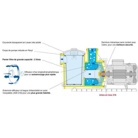 Pompe De Filtration Pour Piscine Auto-amorçante Avec Filtre Calpeda MPCM 31 Mono 1Hp Circulation
