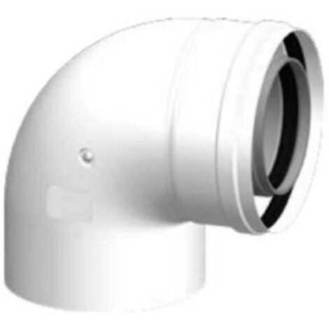 Coude coaxial 60-100 MF – Raccord fumisterie en aluminium – Diamètre extérieur 100mm – Pour chaudières à condensation – Cabel