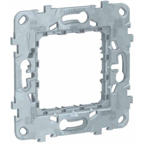 Schneider Electric – Cadre métallique sans pinces pour 1 mécanisme large ou 2 étroits – Montage facile au-dessus des boîtes d'encastrement – Pour installations sécurisées - NU7002