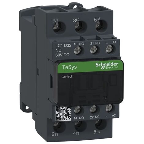 Schneider TeSys D3P AC-3 32A 60VCC bobine standard LC1D32ND contacteur de puissance (1/3)