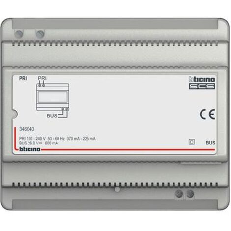 Alimentation modulaire pour installation audio 2 fils 230V 0,6A 6 modules DIN BTICINO 346040