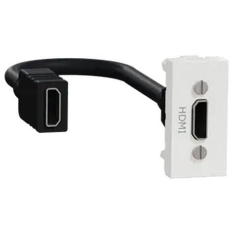 Schneider Electric – Prise HDMI étroite NU343018 – Prise TV, satellite et FM complète – Mode de pose électricité – Blanc polaire (1/3)