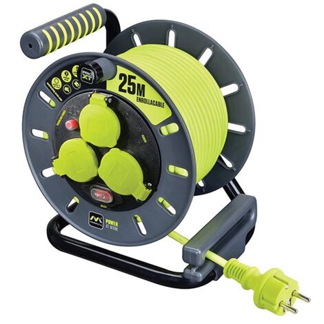 Luceco Enrouleur de câble de rallonge de 25 mètres 3 prises Schuko IP44 16A Schuko (1/5)
