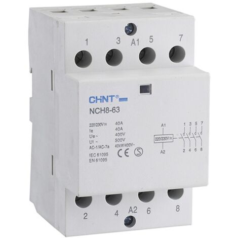 Contacteur modulaire 4NA 40A/230V NCH8-40/40-230 de Chint Electric (1/4)