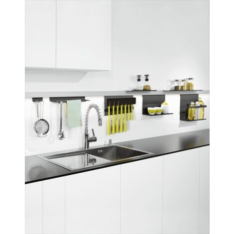 Linero MosaiQ Papierrollenhalter – Stahl, Schwarz, Für Wandprofil-System
