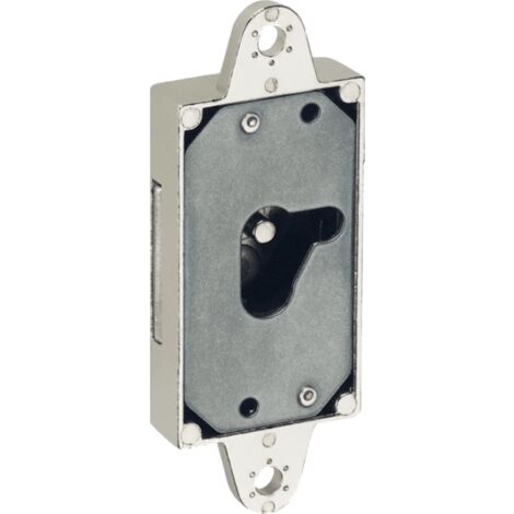Hettich MB- Kastenschloss , D15mm, 50x29mm 72510, Metall vernickelt