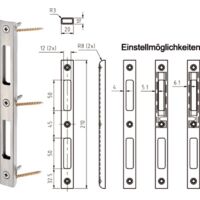 dormakaba Schliessblech SB.VS.H.DS 45 verstellbar, 210x20x10mm, dekorsilber