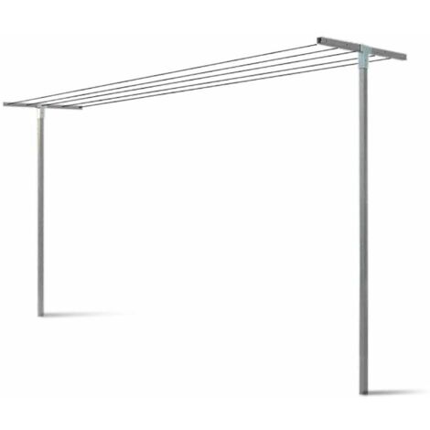 Andrys - Tendedero de Ropa de Tubo Cuadrado, Desmontable, para Cementar, Sin Cables, con Tapones, de Acero, Color Gris, 80 x 40 x 220 cm, con 4 Tubos
