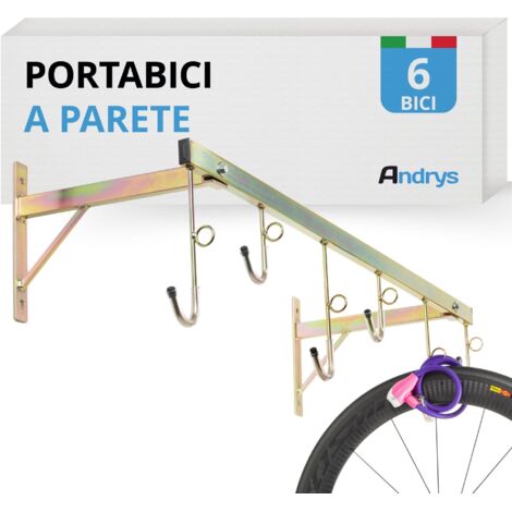 Andrys - Portabicicletas de Pared Desmontable para Exteriores e Interiores con Anillas para Candado, de Acero, Oro Tropical, 78 x 37 x 28 cm, 6 Plazas