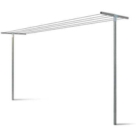Tendedero de exterior extraíble Andrys, plateado, altura 220 cm (cuerda de 20 m)