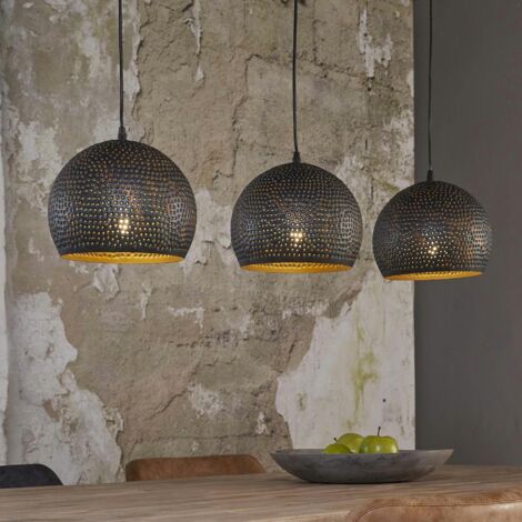 Suspension ajourée 3 demi-globes métal 110x25x150cm RALF (1/4)