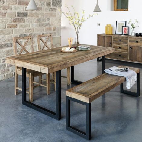Table à manger extensible bois recyclé 140-180 BRISBANE (1/5)