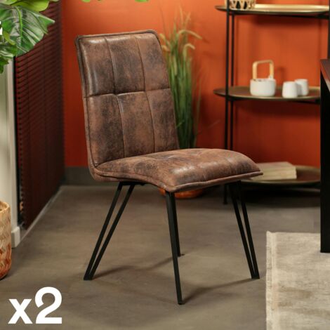 Pier Import – Lot de 2 chaises de salle à manger havane – Assise en mousse polyuréthane – Pieds en fer laqué – Dimensions 47x66x92cm (1/5)