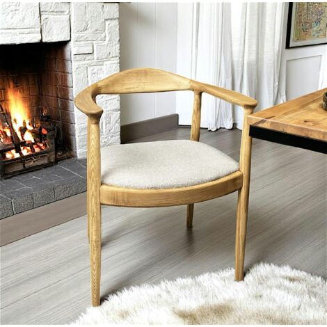 Chaise design en bouclette sable PALERME (1/5)