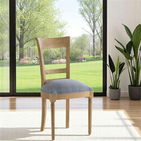 Chaise en bois et tissu gris LEON AMADEUS (1/5)