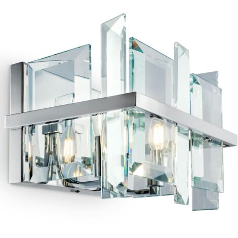 Applique murale moderne en verre forme cube 2 ampoules MODENE (1/3)
