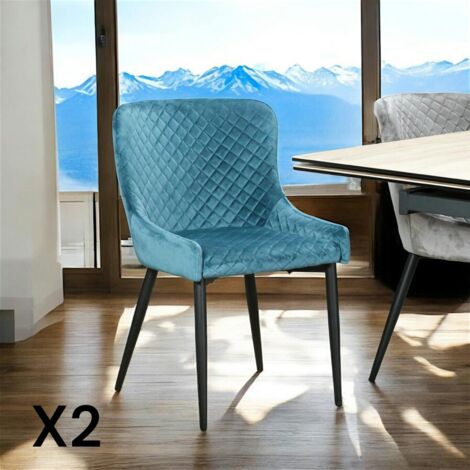 Chaise bleue en velours (lot de 2) ARLINGTON (1/5)