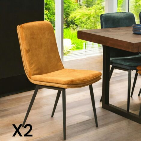 Chaise en velours doré à double coussinage (lot de 2) OKA (1/5)