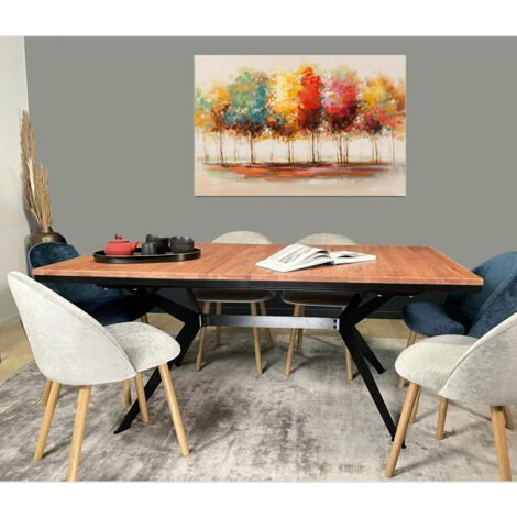Table rectangulaire extensible en chêne brun 180 cm PALERME (1/5)
