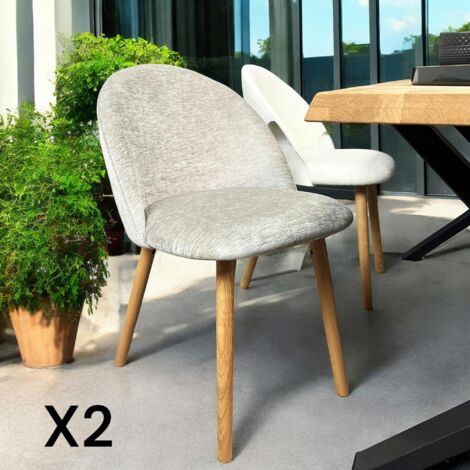 Chaise scandinave en bois et velours gris (lot de 2) ETNA (1/5)