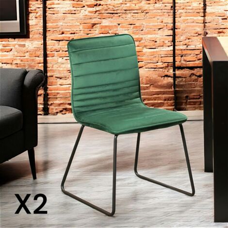 Chaise vert foncé motif ligne (lot de 2) BURGOS (1/5)