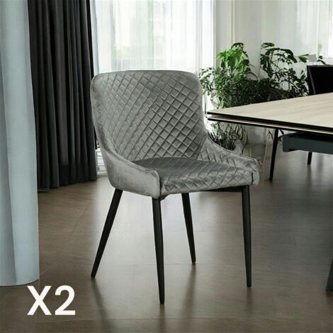 Chaise grise en velours (lot de 2) ARLINGTON (1/5)