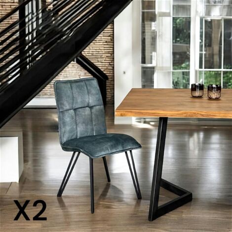 Chaise de salle à manger bleu pétrole avec pieds épingle (lot de 2) MALMOE (1/5)